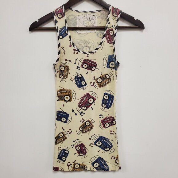 Crafty Couture Womens Y2K Ribbed Boombox Tank Size M Retro Alternative Hip Hop - Picture 1 of 9